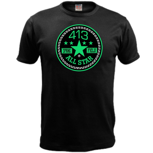 413 green and turquoise allstar shirt