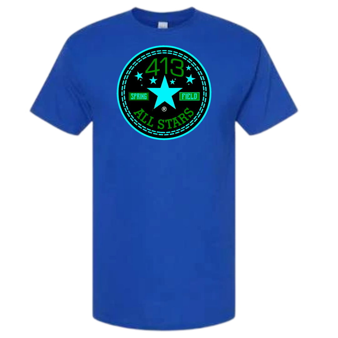 413 green and turquoise allstar shirt