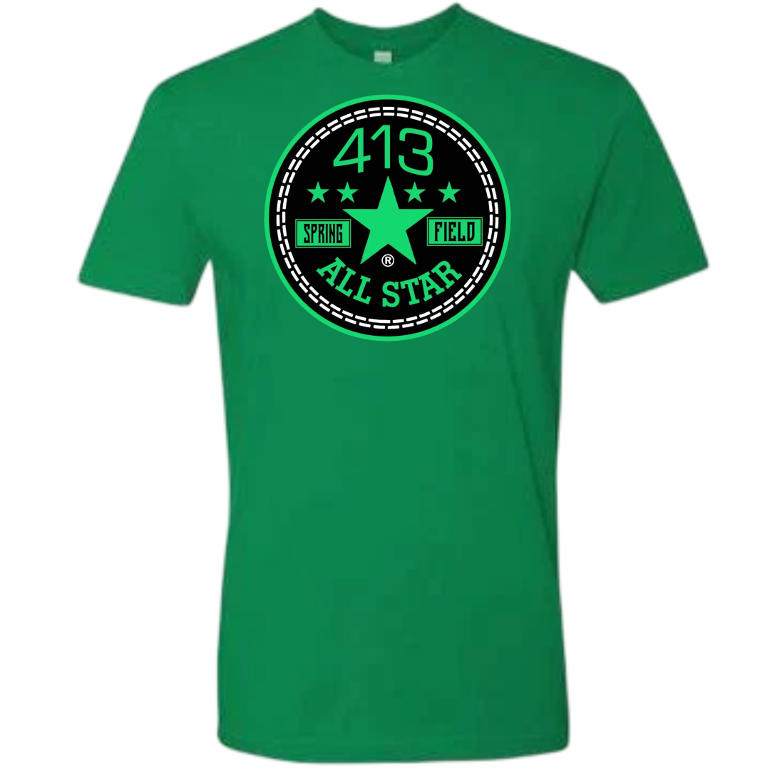 413 green and turquoise allstar shirt