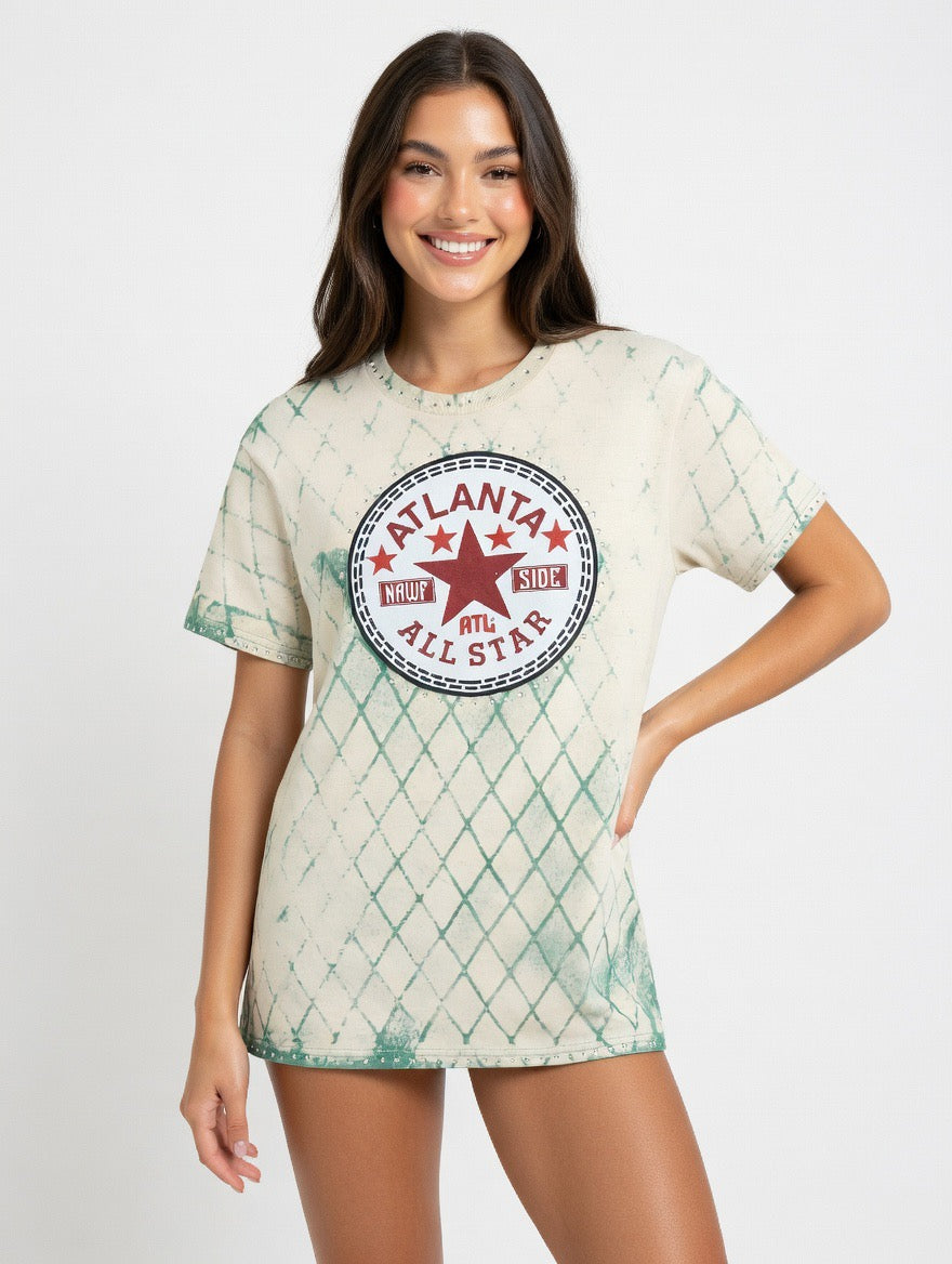 CUSTOM MADE LIGHT GREEN WAFFLE BACK ATLANTA ATLANTA ALL STAR SHIRT
