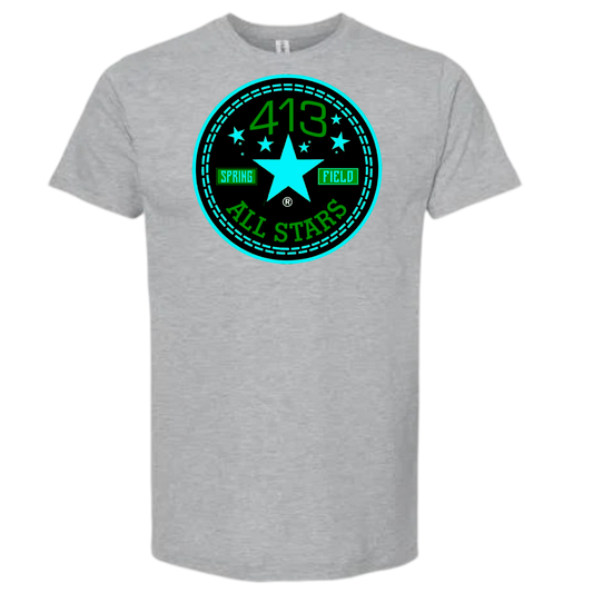 413 green and  turquoise  allstar shirt