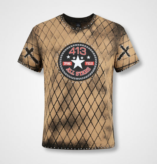 CUSTOM MADE BROWN & BLACK WAFFLE BACK ALLSTAR COTTON SHIRT