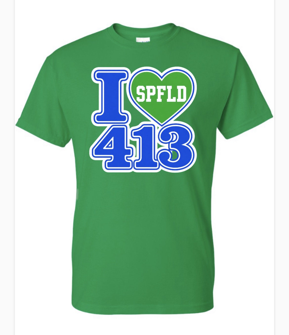 I LOVE 413 green & blue